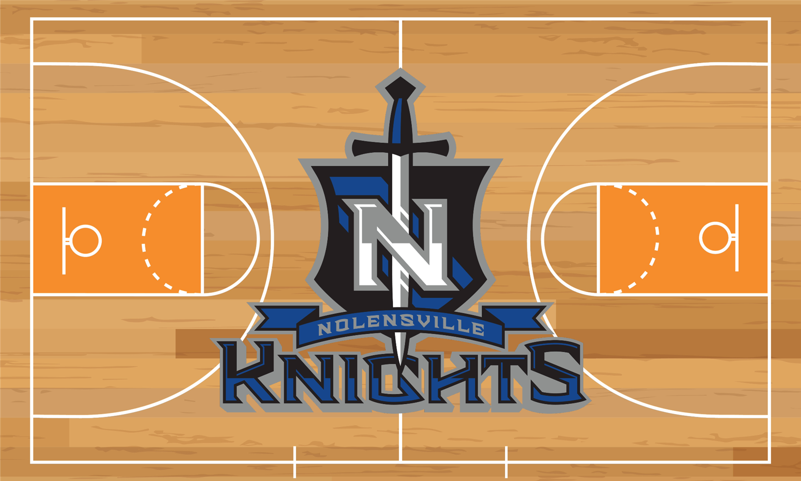 NHS logo over basketball court